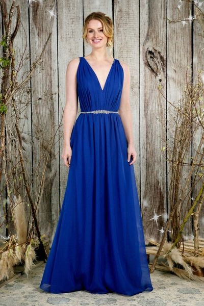 Royal blue hotsell chiffon bridesmaid dress