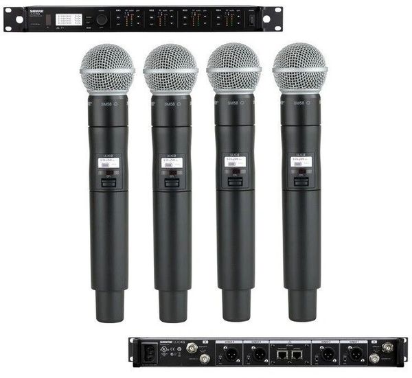 Shure ULXD4Q W/4 SM58V50 KIT 1 Quad Wireless System Receiver + 4