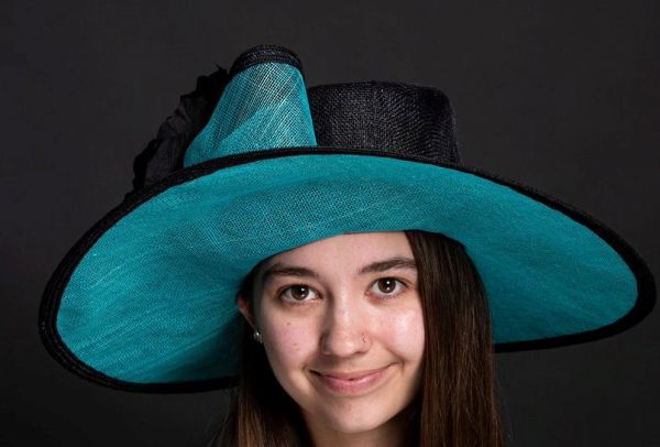 Black and Turquoise Sinamay Kentucky Derby Hat