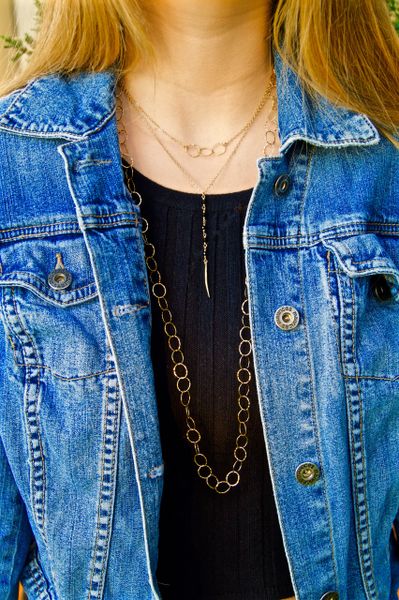 33" Gold Hammered Loop Chain Necklace