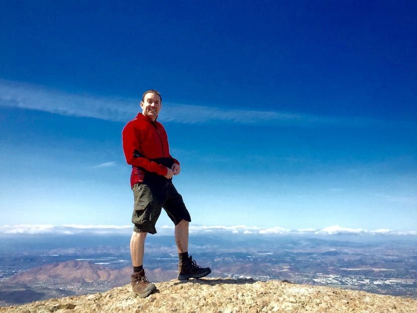 J L Zaring hiking to the top of the Santa Monica mountain range.