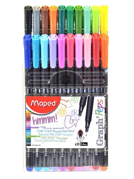 Maped Graph'Peps 0.4mm Fine Felt Tipped Pens, Pack of 20