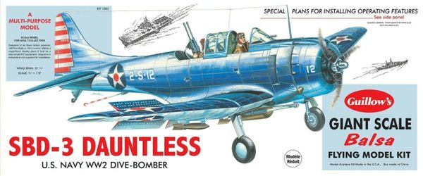 Douglas SBD-3 Dauntless Balsa Wood Model Airplane Kit 1003