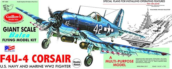 Vought F4U-4 Corsair Balsa Wood Model Airplane Kit 1004