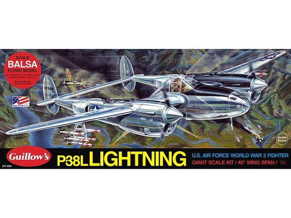 P38 Lockheed Lightning Balsa Wood Model Airplane Kit 2001