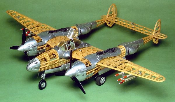 P38 Lockheed Lightning Balsa Wood Model Airplane Kit 2001