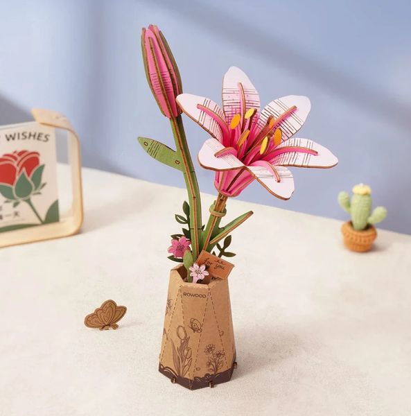 Rowood DIY Wooden Flower Pink Lily TW071