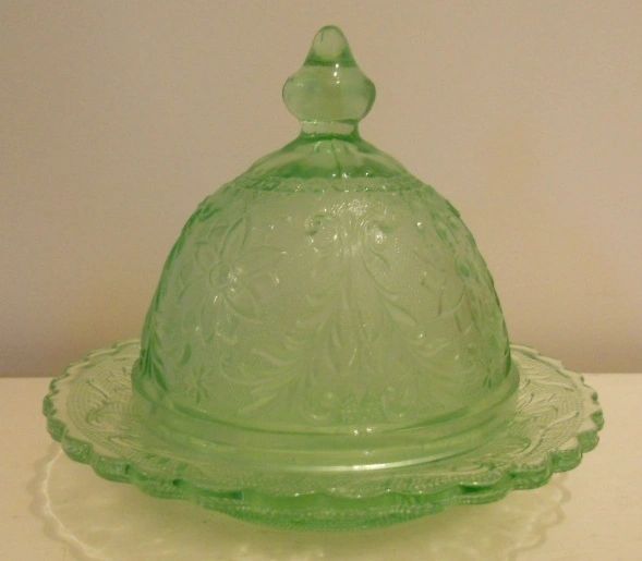 Tiara Exclusives Chantilly Green Butter Dish and Cover