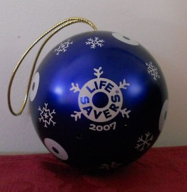 2007 Lifesavers Metal Blue Ball Christmas Ornament
