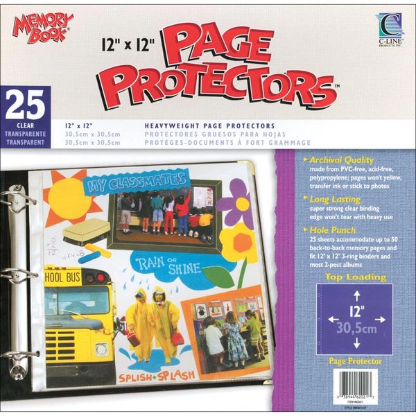 Memory Book Top-Loading Page Protectors 12"X12" 25/Pkg