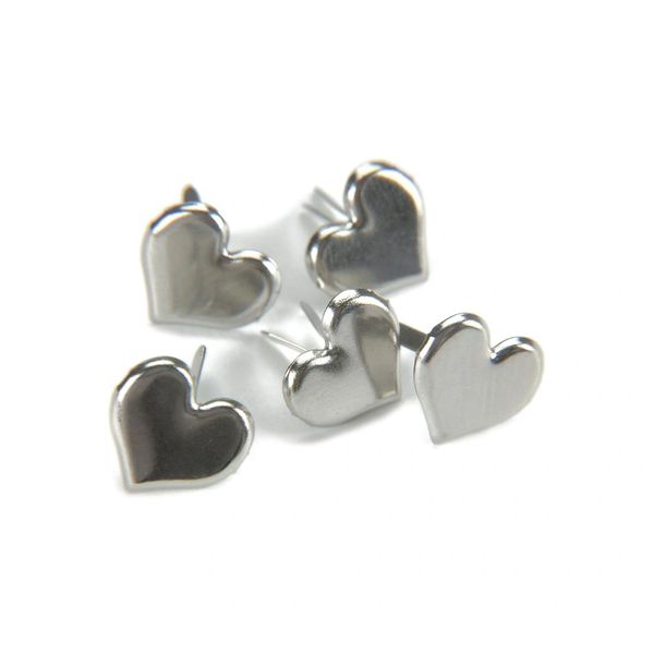 SILVER HEART METAL PAPER FASTENERS