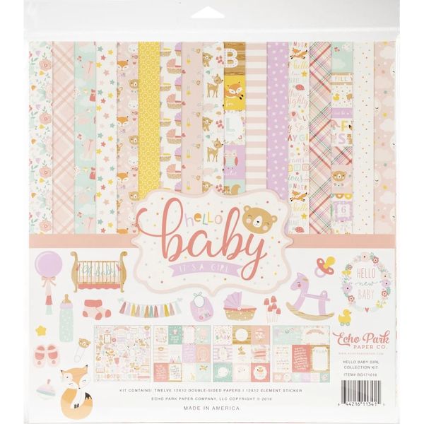 Hello Baby Girl Echo Park Collection Kit 12"X 12"