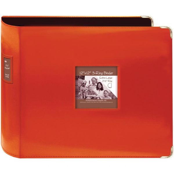 Pioneer 3-Ring Sewn Leatherette Album 12"X12"-Bright Orange