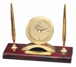 Rosewood Clock and Double Pen Set - RWS90