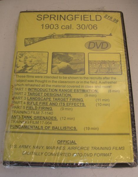 SPRINGFIELD 1903 cal. 30/06 NATIONAL ARCHIVE COMPILED TRAINGING FILMS DVD