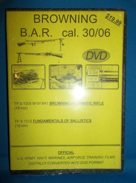 BROWNING B.A.R. cal. 30/06 NATIONAL ARCHIVE COMPILED TRAINGING FILM DVD