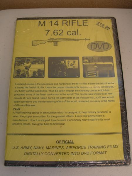 M14 RIFLE 7.62 cal NATIONAL ARCHIVE COMPILED TRAINGING FILM DVD