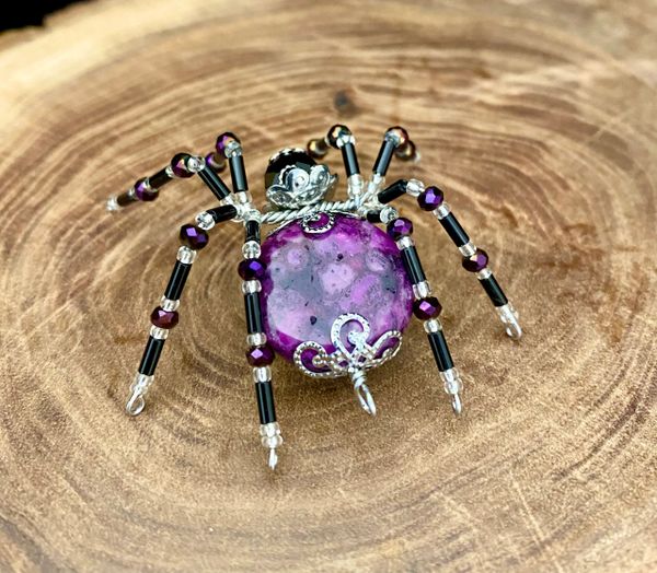 New Small Purple Agate Twisted Spider