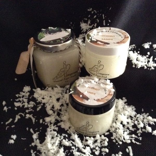 Coconut Sands/Face & Body Sugar Scrub/Glass Jar 9oz.