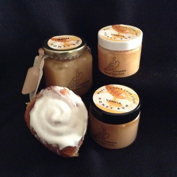 Vanilla Honey Bun/Face & Body Sugar Scrub/Glass Jar 9oz.