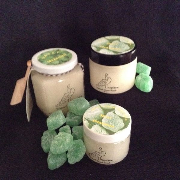 Sassy Spearmint/Face & Body Sugar Scrub/Glass Jar 9oz.