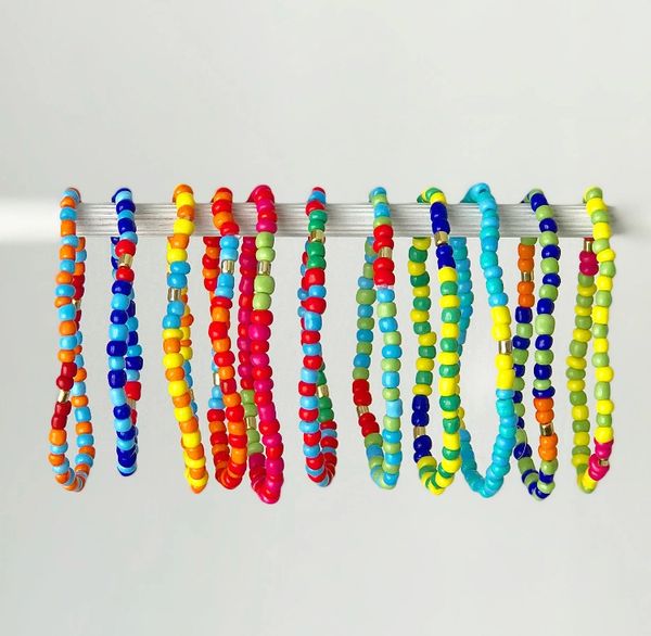 Rainbow Happy Beaded Bracelets | Millie Pink