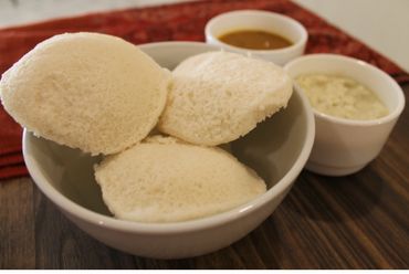 Idli with sambhar chutney