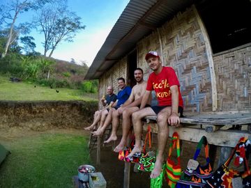 100% Kokoda resting with friends at the half way point of the Kokoda Track