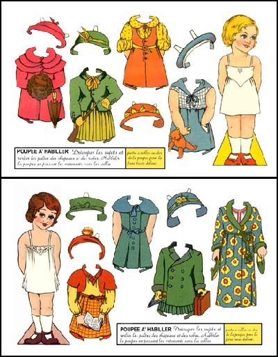 #0699 Two French Jumbo Paper Doll Cards