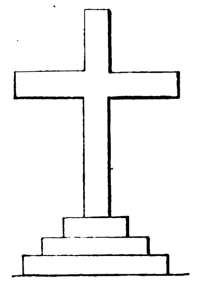 A picture of a Calvary Cross, a cross on three steps or platforms, as a Christian symbol