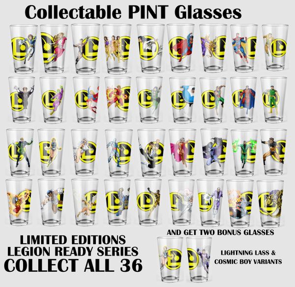 Set of 34 plus 2 bonus glasses Legion Ready Pint Glasses BEARDED SHIRTS