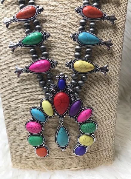 Jewelry, Multicolor Squash Blossom Necklace