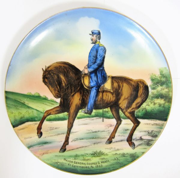 Gettysburg Souvenir Plate Depicting George Meade at Gettysburg 1863