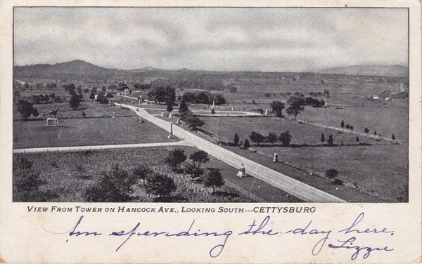 Gettysburg Postcard View From Tower on Hancock Ave, Looking South