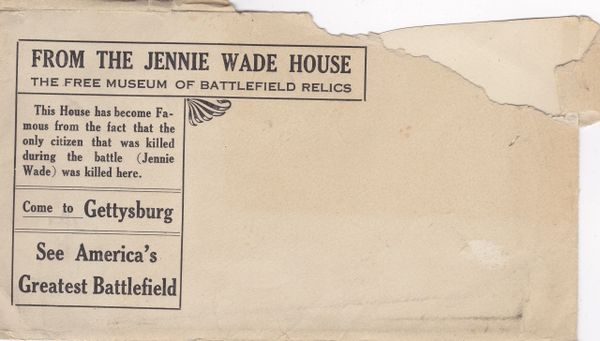 Gettysburg Souvenir Postcards From The Jennie Wade House