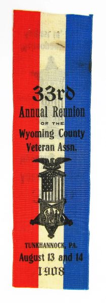 33rd Annual Reunion Of The Wyoming County, Pennsylvania Veteran Association Ribbon