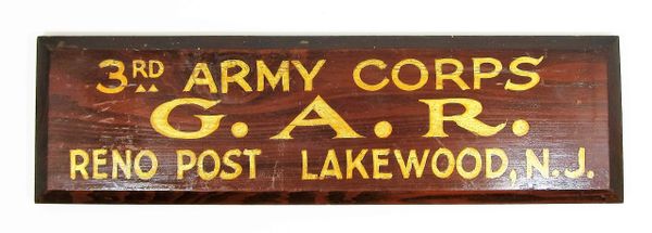 G. A. R. 3rd Army Corps New Jersey Sign / Sold