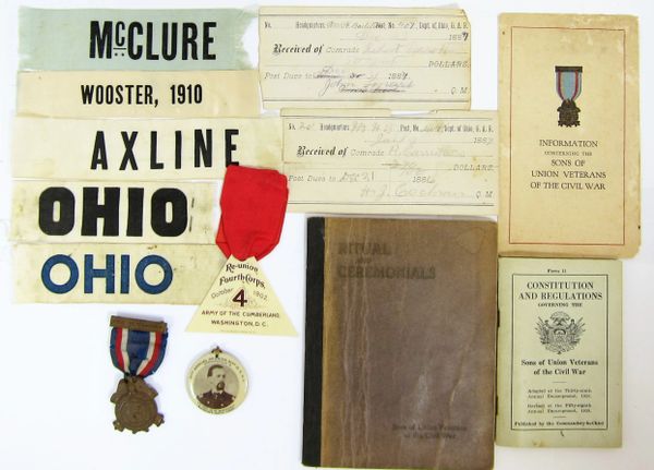 Ohio GAR Ribbons And Effects Of Robert Carruthers 51st Ohio / SOLD