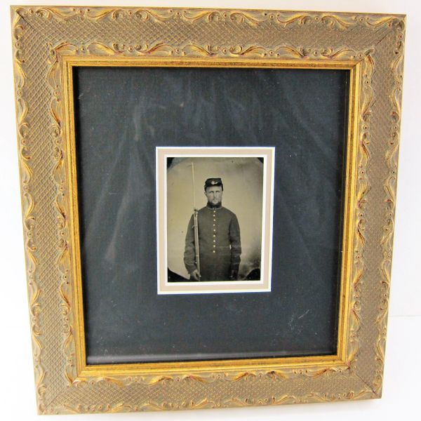 1/6th Plate Tintype of Union Private - Framed