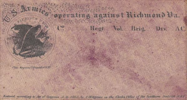 Civil War Patriotic Envelope US Armies Operating Against Richmond / SOLD