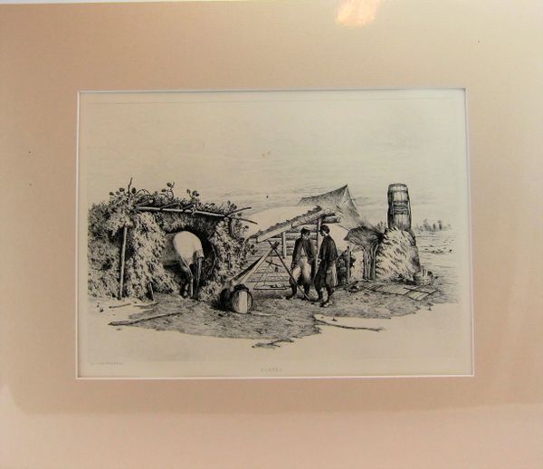 Edwin Forbes Engraving Plate No. 2, The Commissary's Quarters in Winter Camp