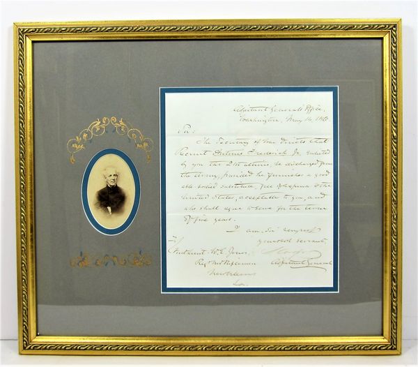 CDV and Hand-written Letter Signed by General Samuel Cooper, Adjutant and Inspector General of the Confederate Army / SOLD