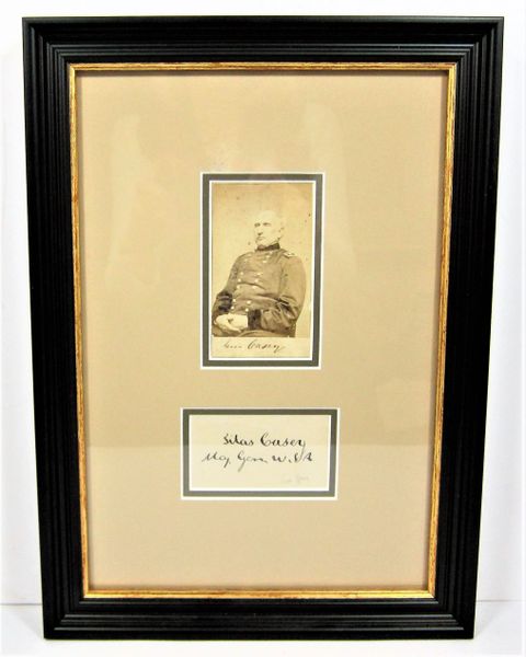 Framed CDV and Signature of Silas Casey, Major-General / SOLD