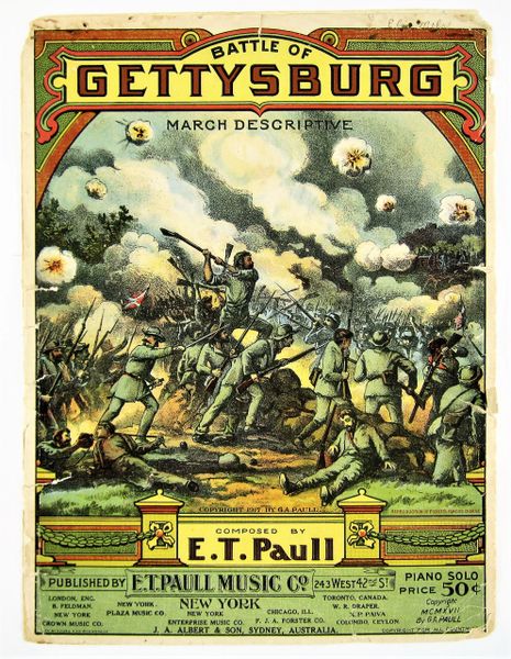 Battle of Gettysburg March Descriptive By E. T. Paul / Sold