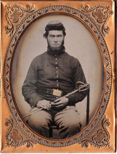 1/4 Plate Tintype of Armed Cavalryman / Sold