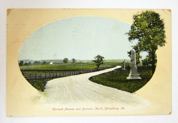 Howard Avenue and Barlow's Knoll, Gettysburg Postcard