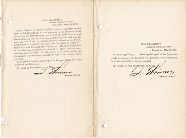 General Orders Signed by General Lorenzo Thomas
