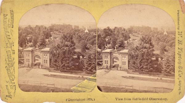 Stereoview The Battlefield Observatory, East Cemetery Hill Gettysburg, PA / sold