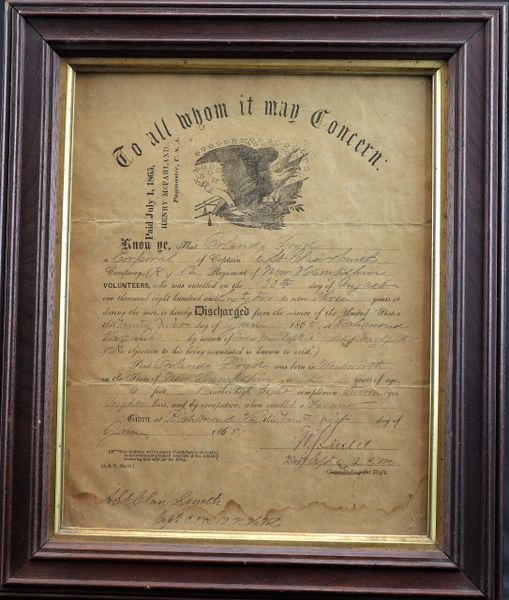 Civil War Discharge Document for Corporal Orlando Boyd, Company K, 12th Regiment of New Hampshire Volunteers