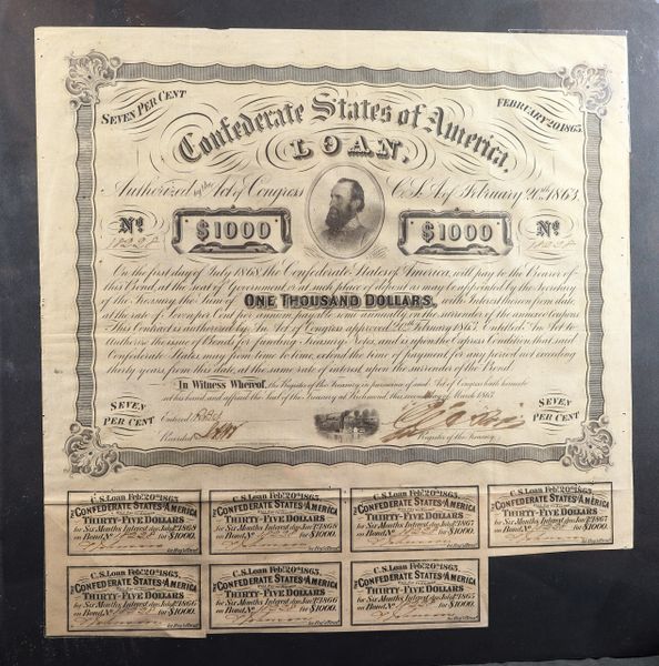 Confederate War Bond "General Stonewall Jackson" - SOLD